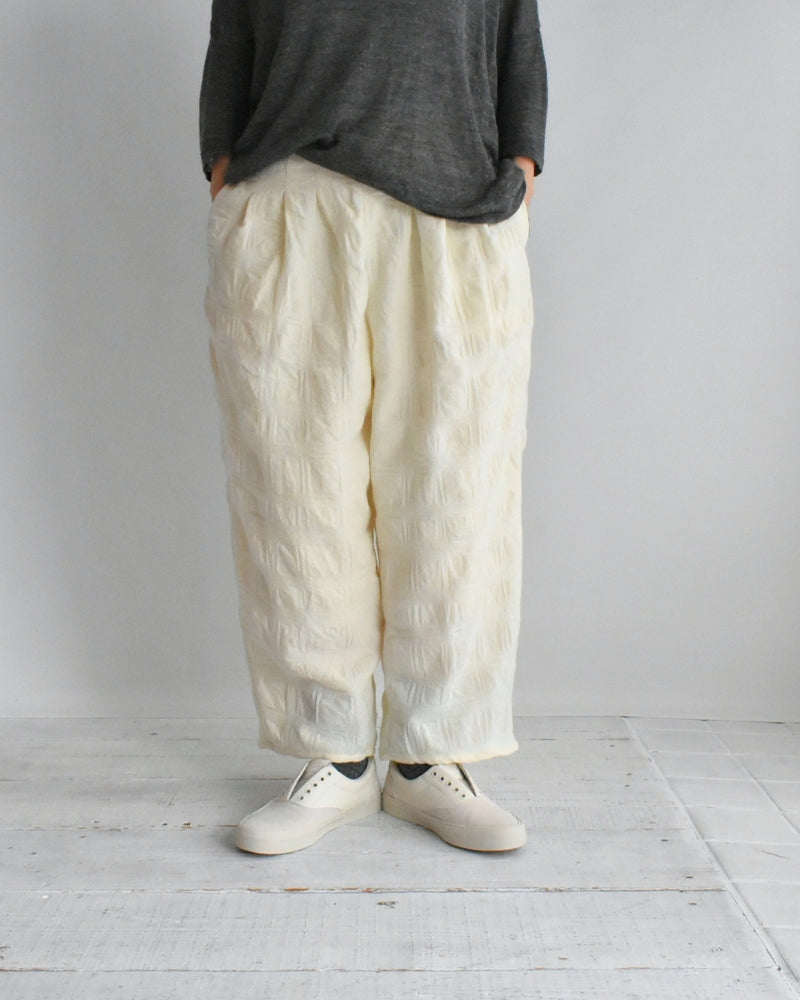 Wool Check Pants in Ivory