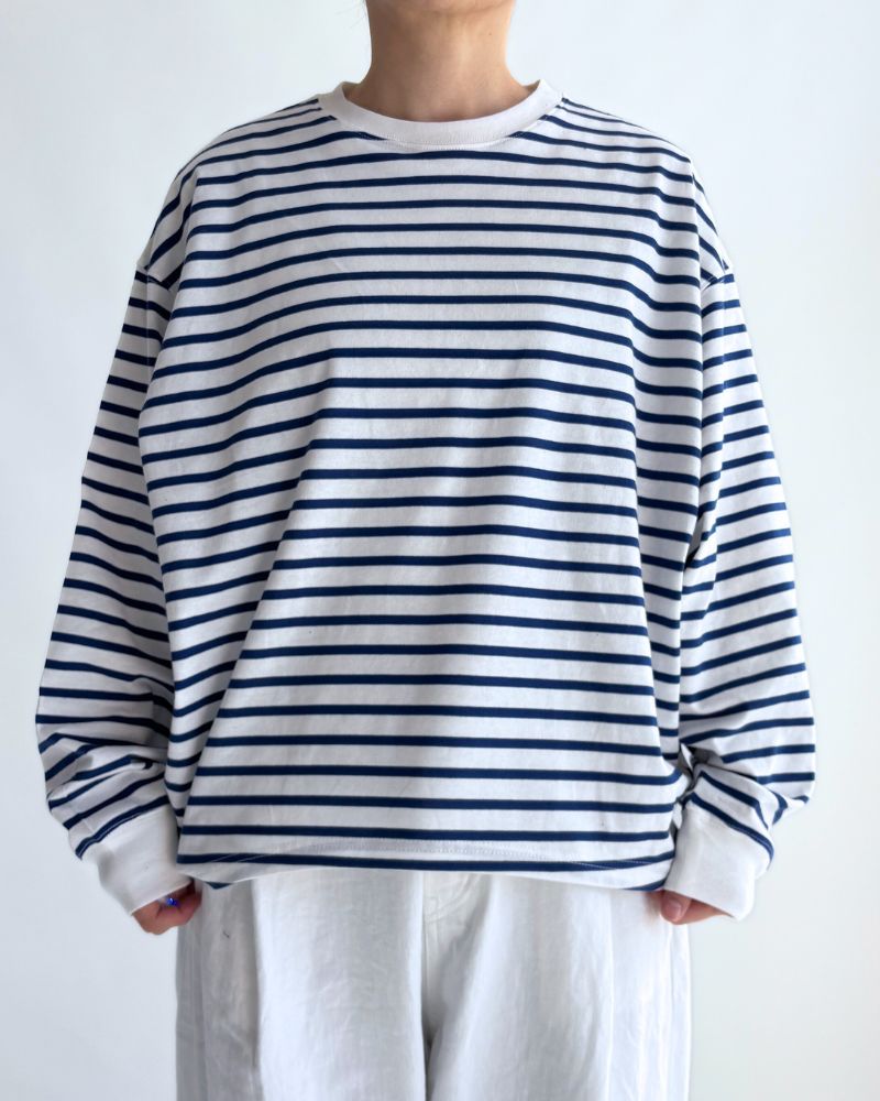Tuck Cocoon T-shirt in Blue/White