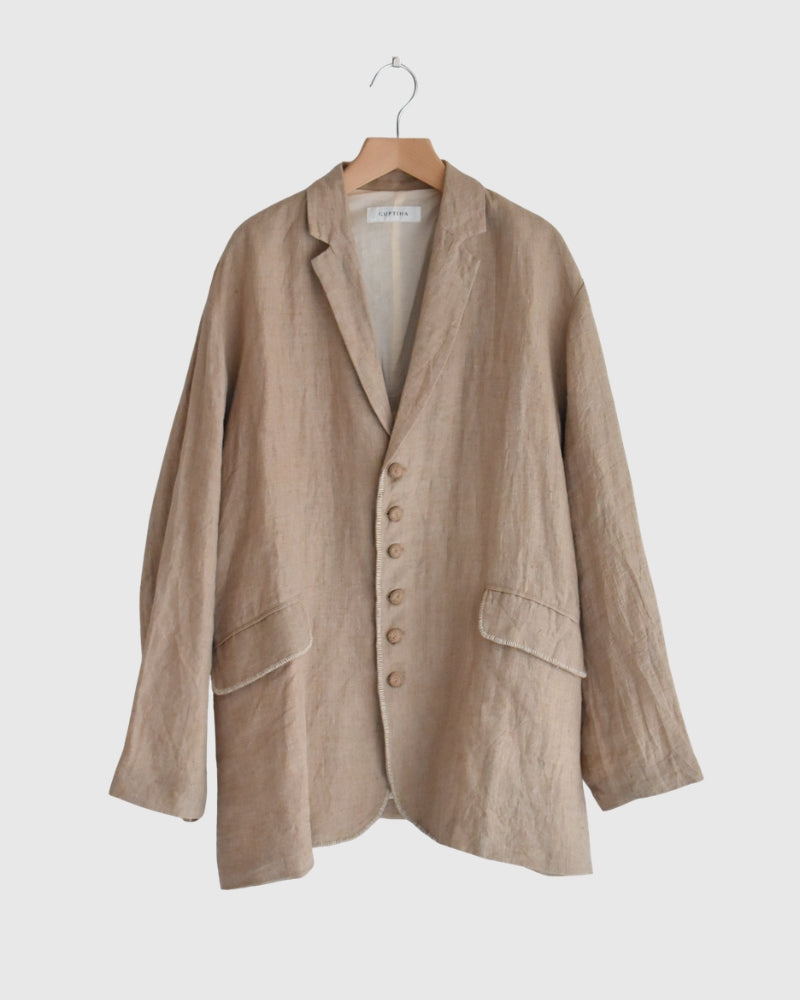 Handwoven 40 Linen Jacket in Beige