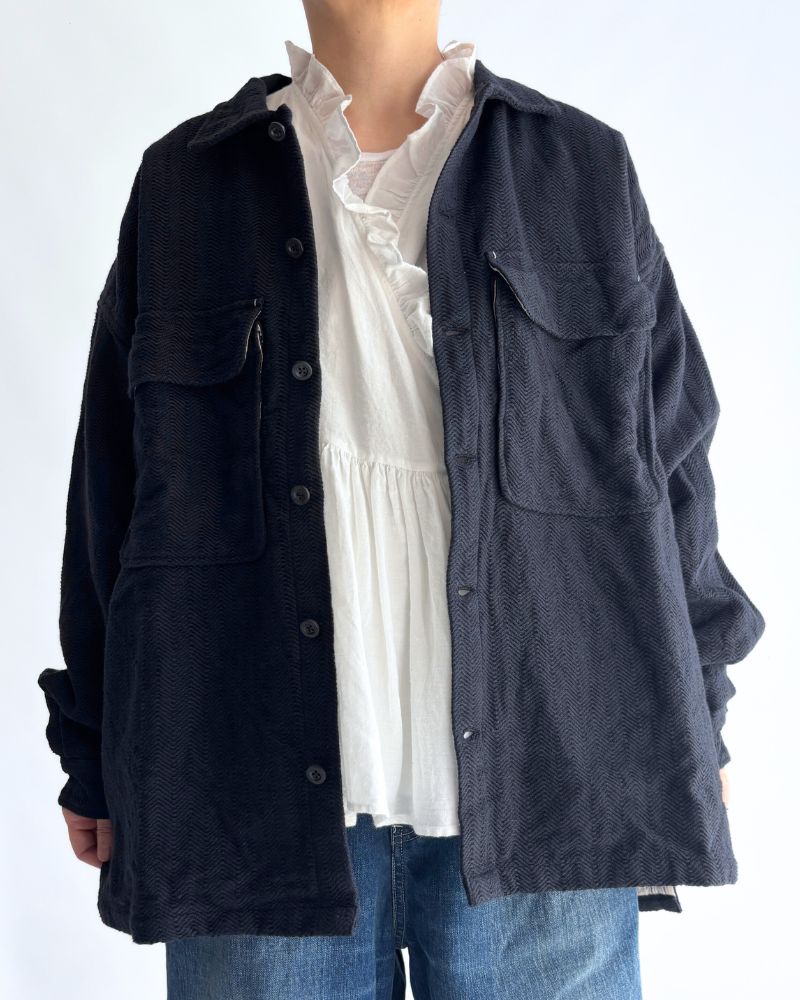 TEORI Cotton Herringbone Jacket in Black