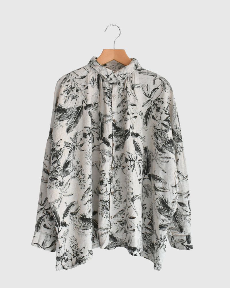 Botanical Print Shirt in Natural