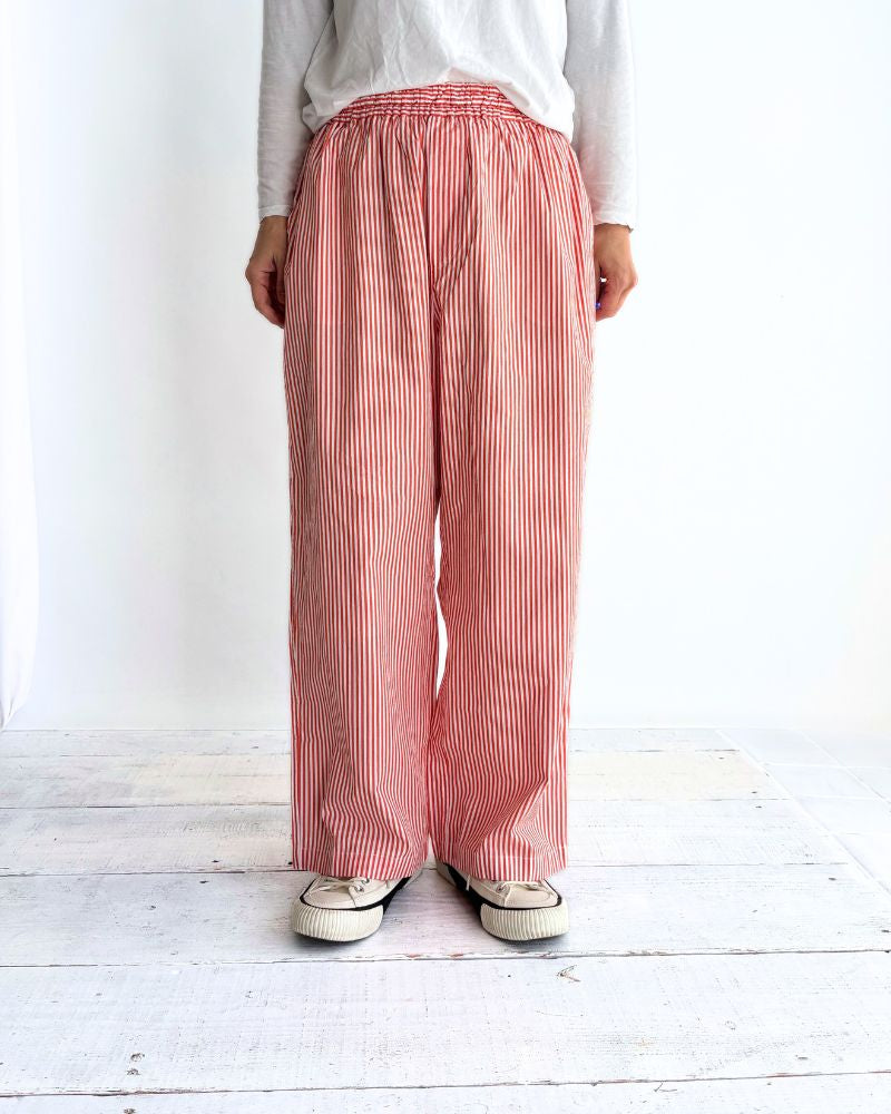 POPLIN STRIPE EASY PANTS in OrangeStripe