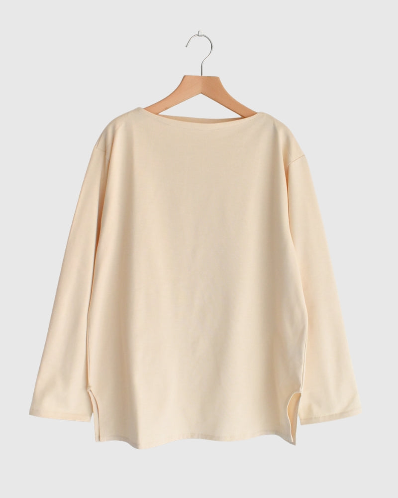 Giza Cotton Basque T-Shirt in Ivory