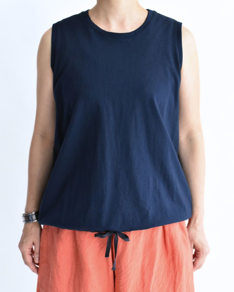 Sleeveless Drawstring T-shirt Navy