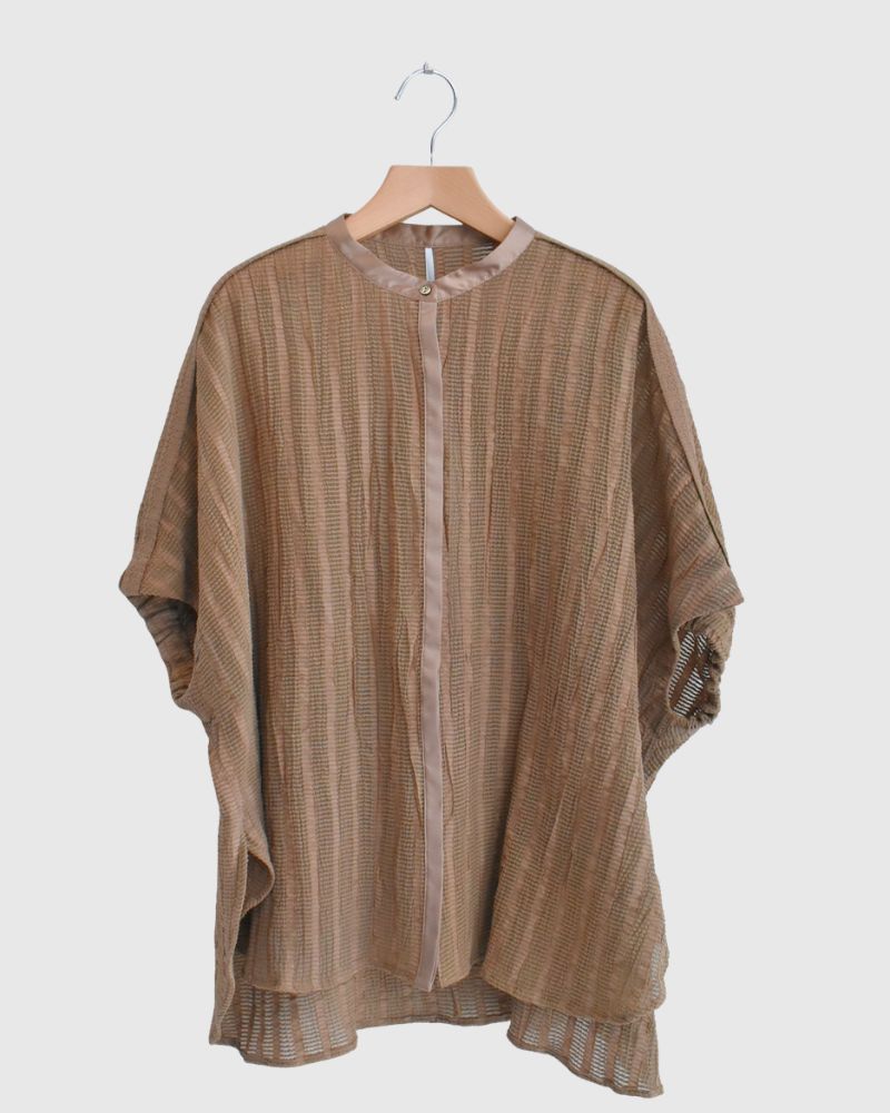 Wide Square Blouse in Beige