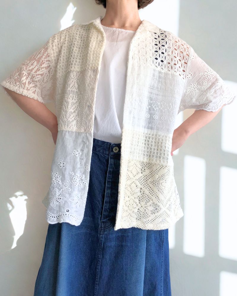 Patchwork Lace Shirt in White