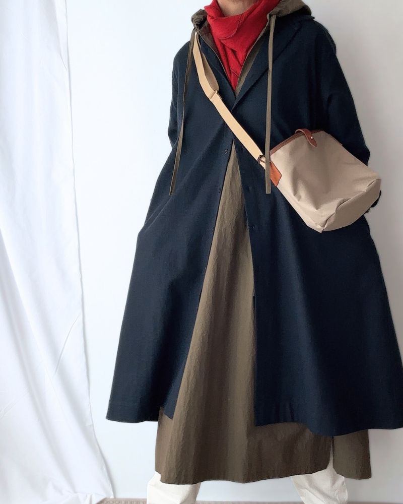 A-line Shirt Dress (W/C)  in NavyGlencheck