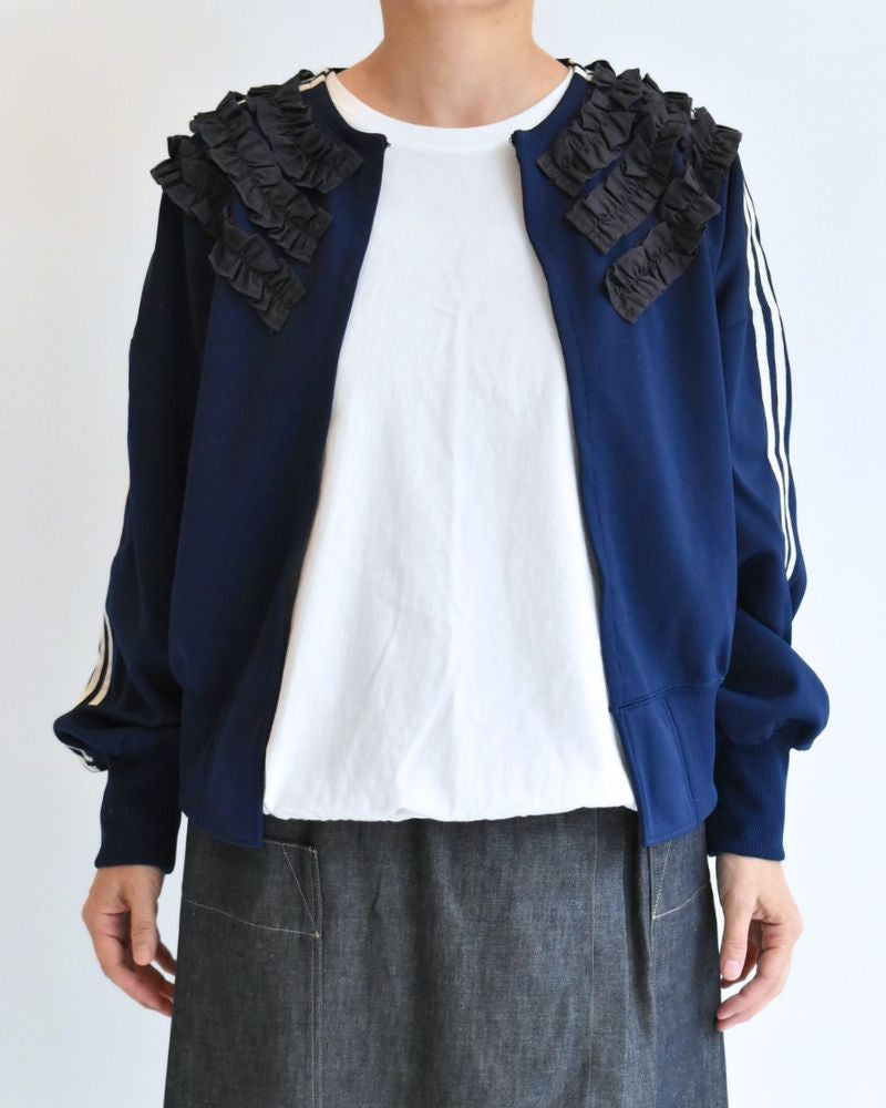 Track Frill Cardigan in Navy