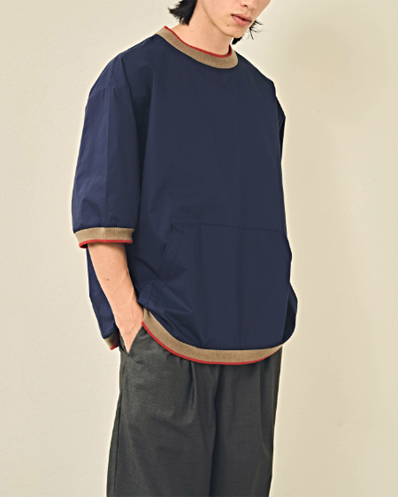 KNIT COLLAR TOP 'CHONS' in Navy