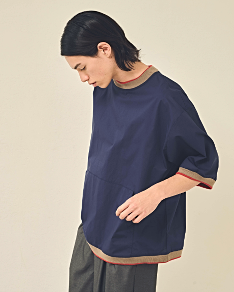 KNIT COLLAR TOP 'CHONS' in Navy