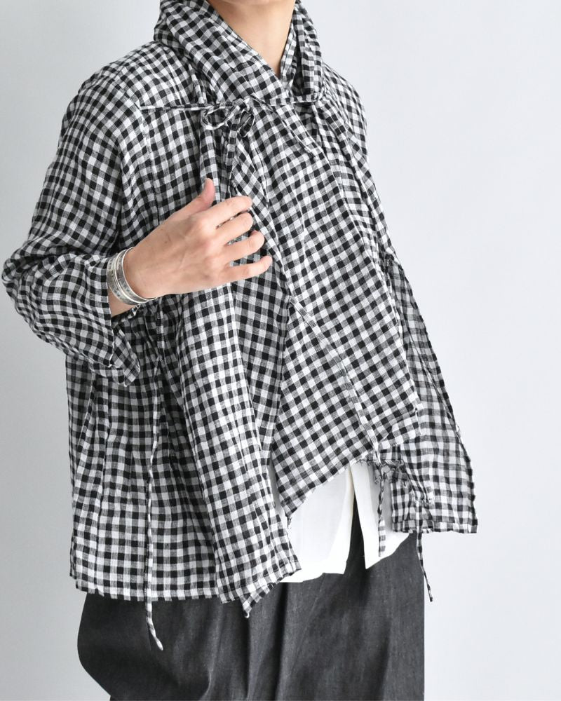 Gingham Check Cache-coeur Blouse in BlackCheck