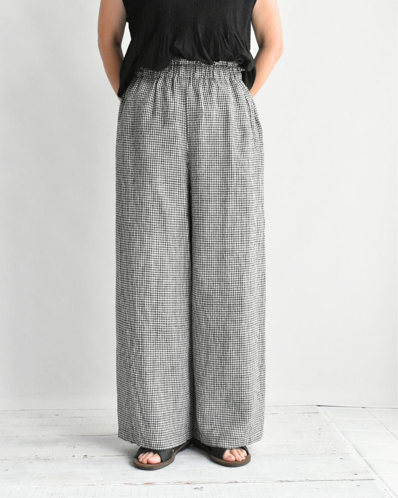 Easy Wide Pants (LINEN) in Black/White