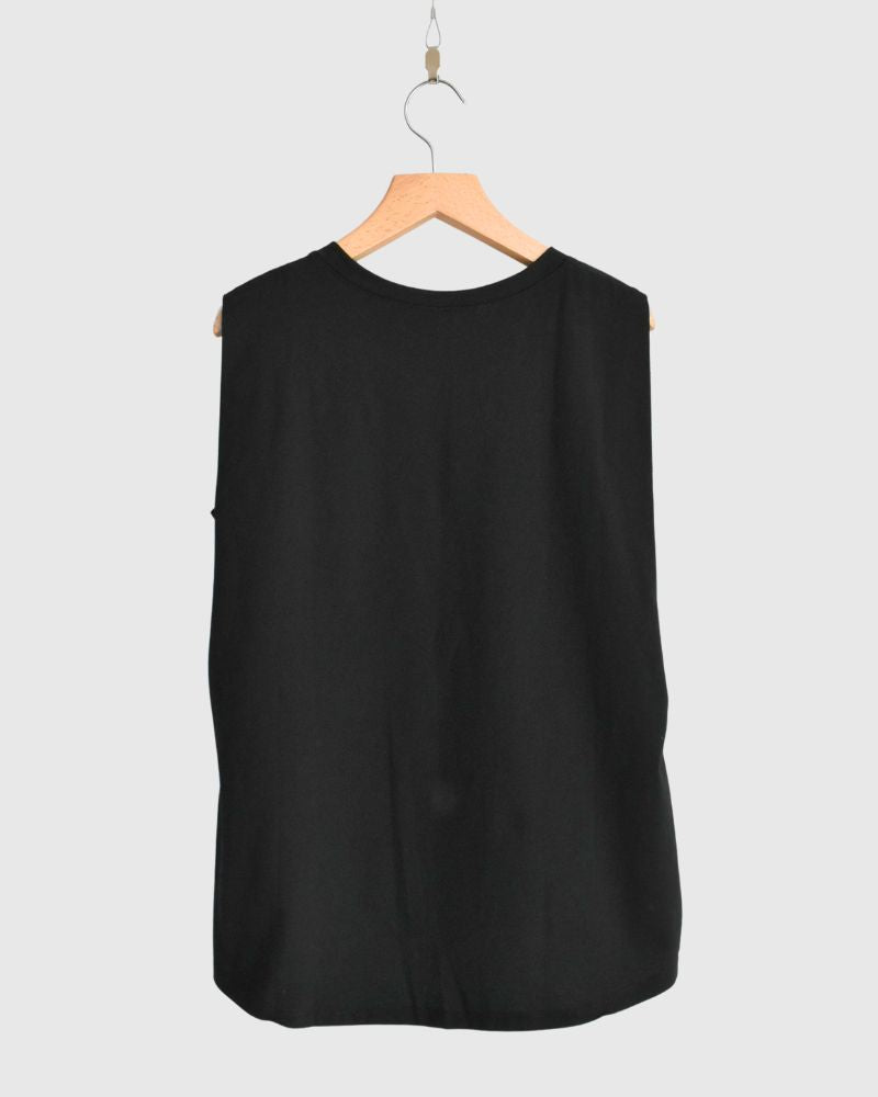 Shoulder Tuck Tank Top in Black