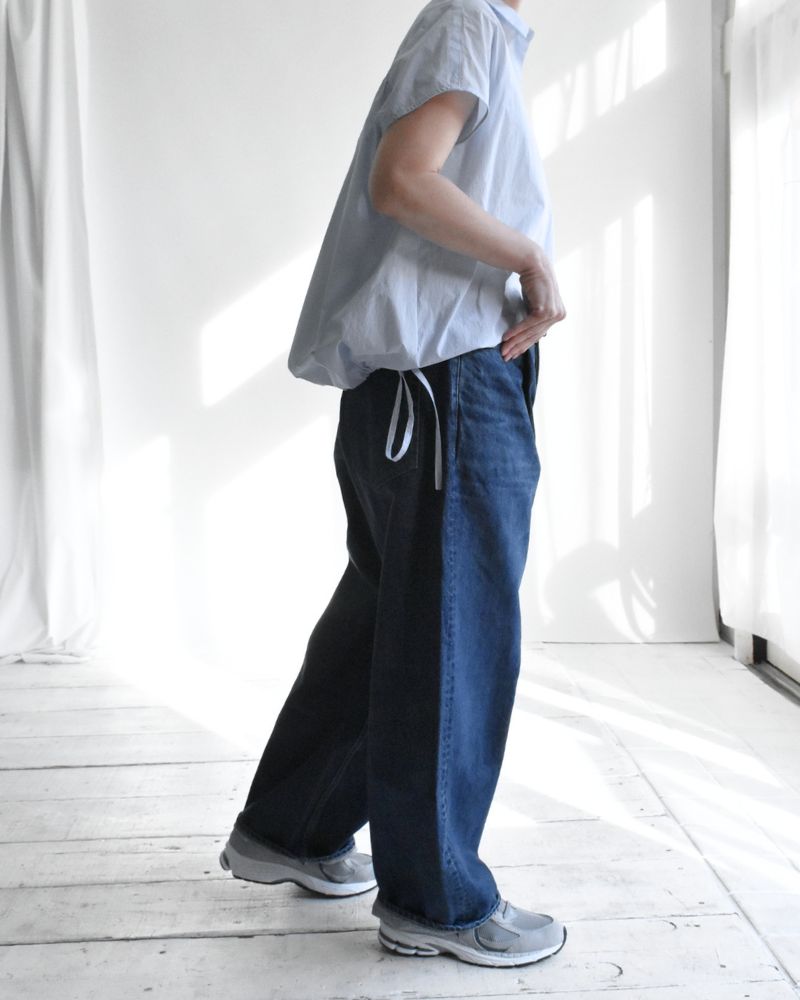 Wide Denim Pants in Indigo
