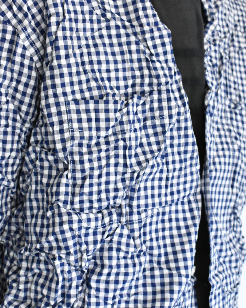 BANDED COLLAR L/SL OVERSIZED SHIRTS in BlueGingham
