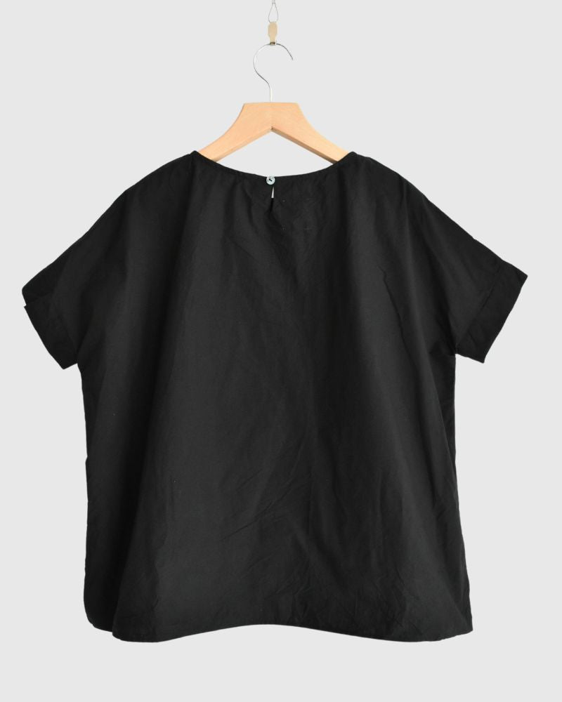 Front Frill Blouse in Black