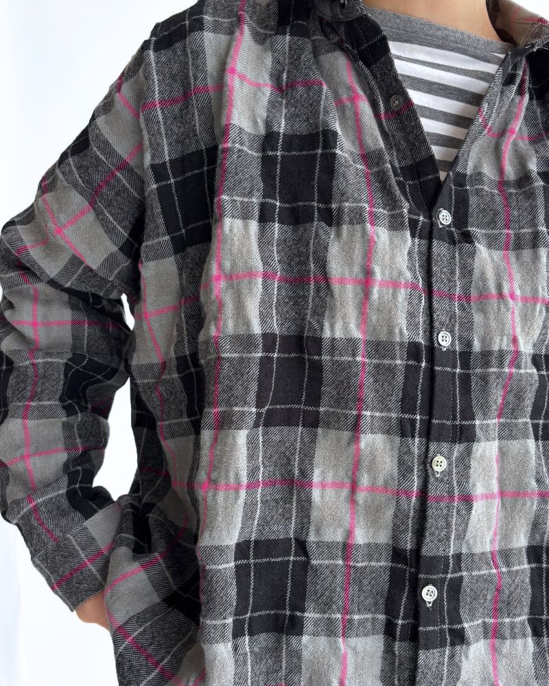 Cotton wool check shirt in Gray