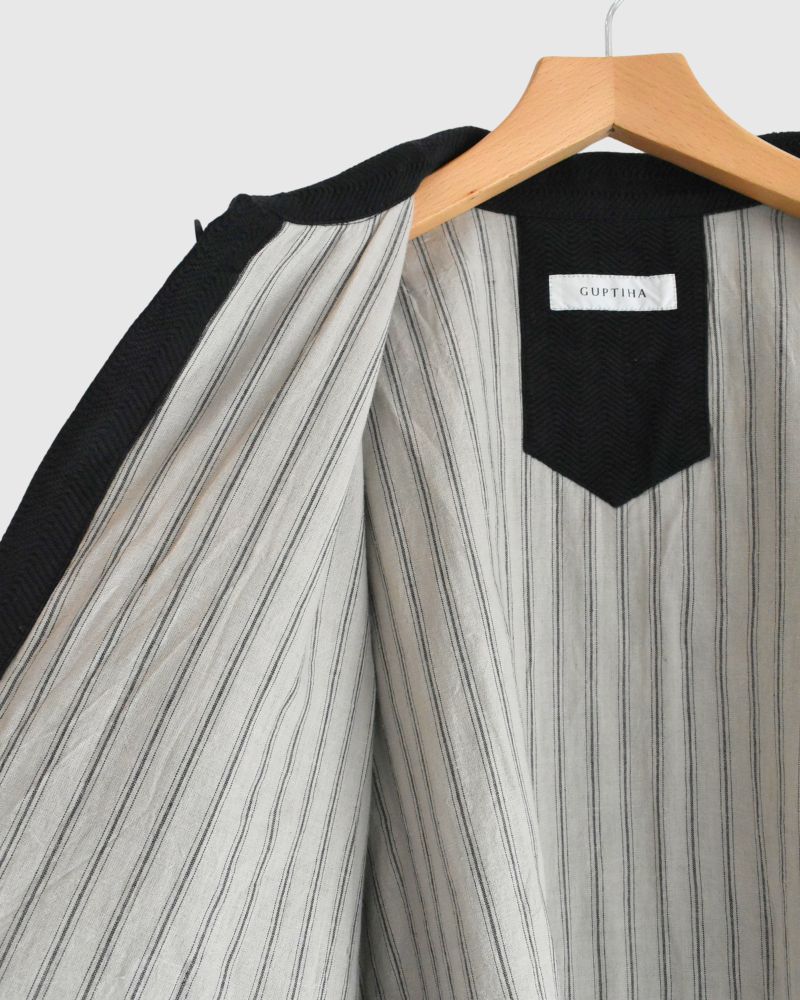 TEORI Cotton Herringbone Jacket in Black