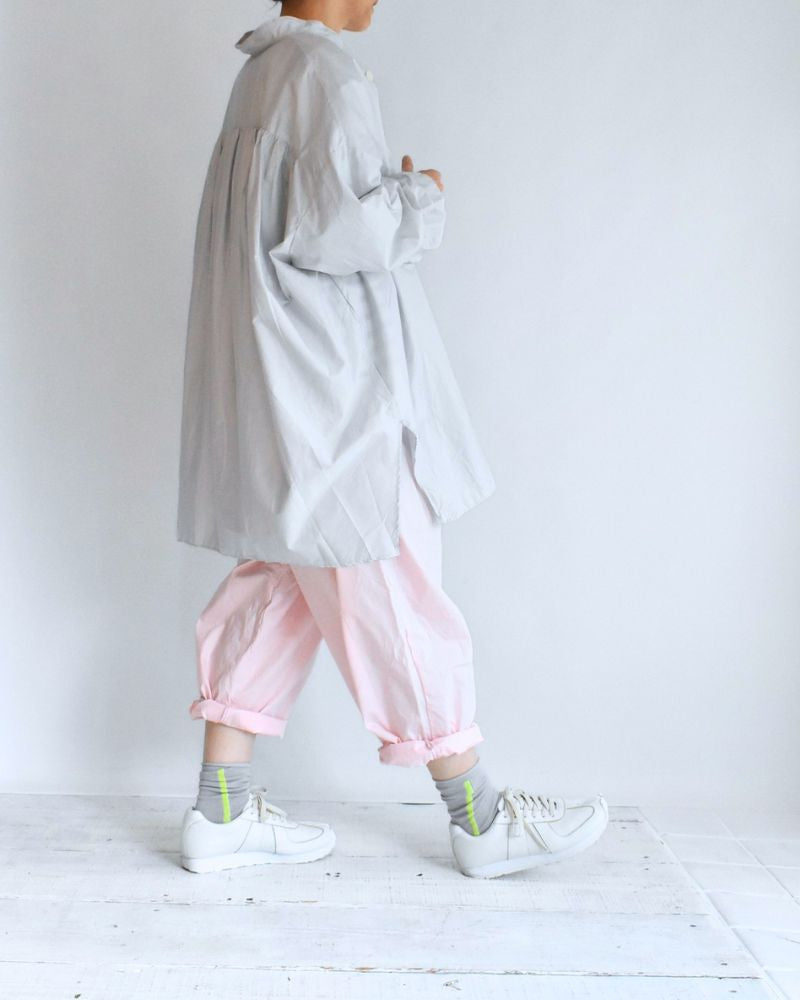 Cuff Ruffle Oversized Shirt in SilverGray