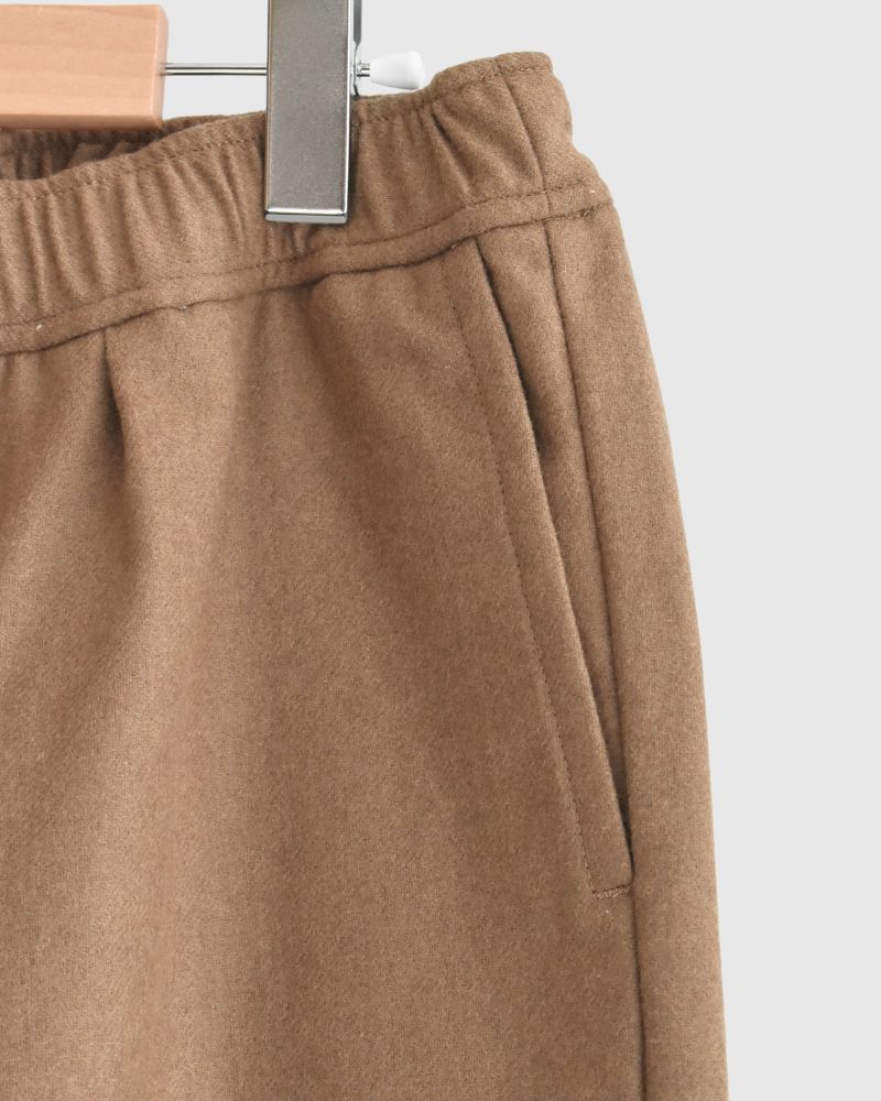 WOOL FLANNEL EASY WIDE PANTS in Camel