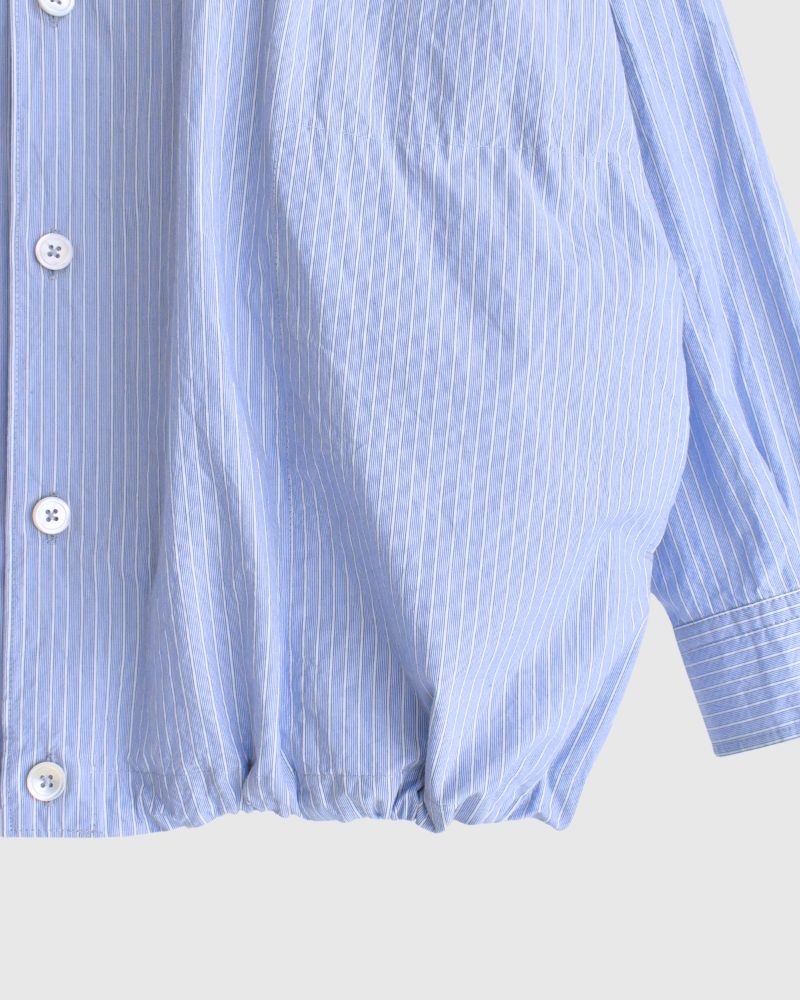 Drawstring shirt in White/Sax Stripe