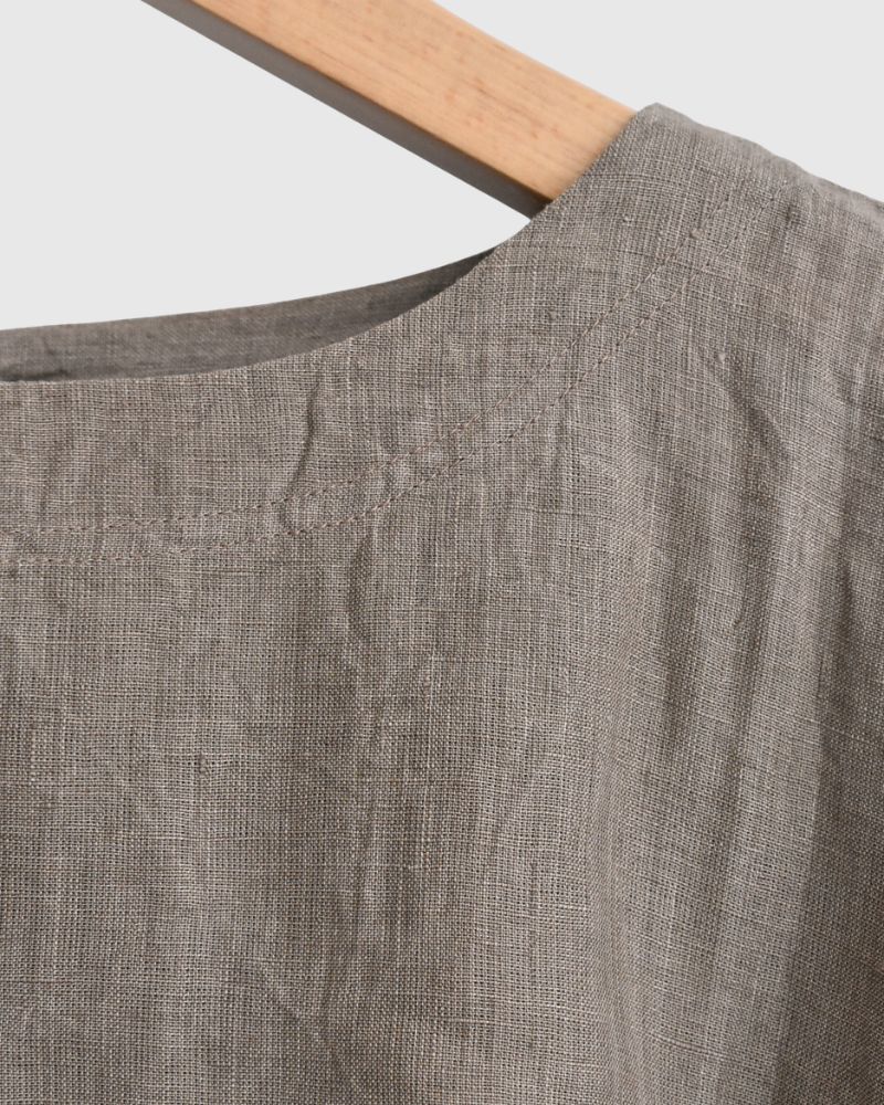 Handwoven 60x60 Linen Pullover Shirt in Beige