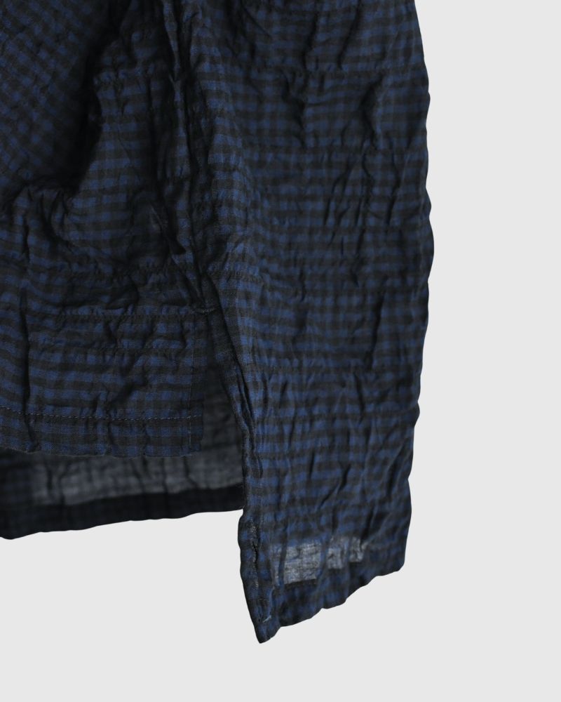Check Neck Frill Box Pullover in NavyCheck