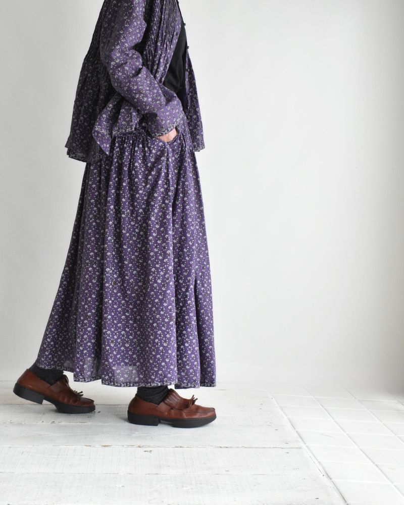 Rajasthan Tuck Gathered Skirt with Lining in Purple