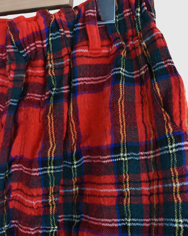 Cotton Wool Tartan Check Pants in Red