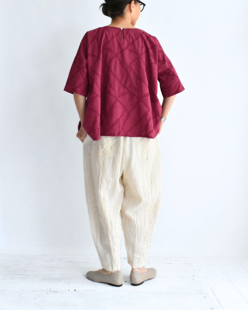 Panel Pullover Blouse (Embroidered) in Rose