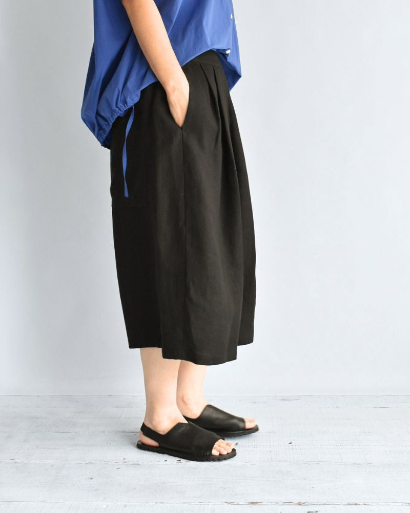 Sarrouel Wide Short Length Pants in Black