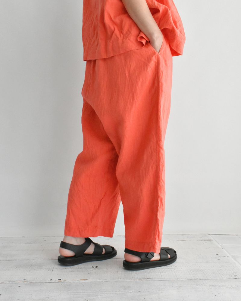 French Linen Wide Pants in Orange