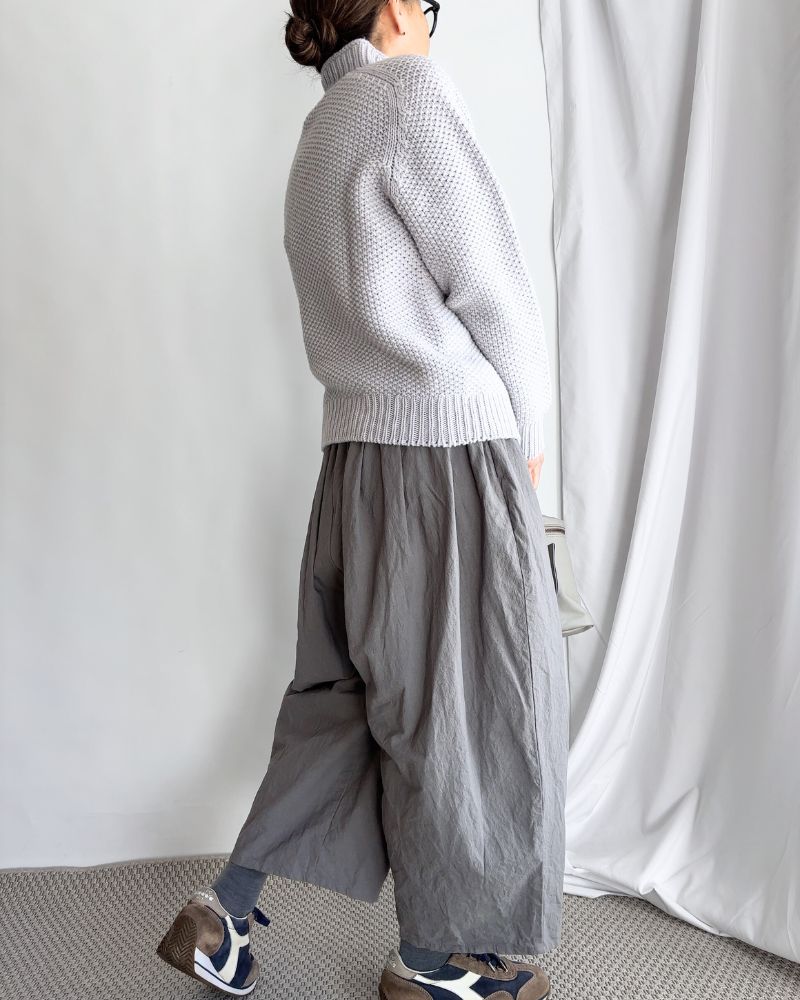 CAMILLE CANVAS TUCK PANTS in Gray