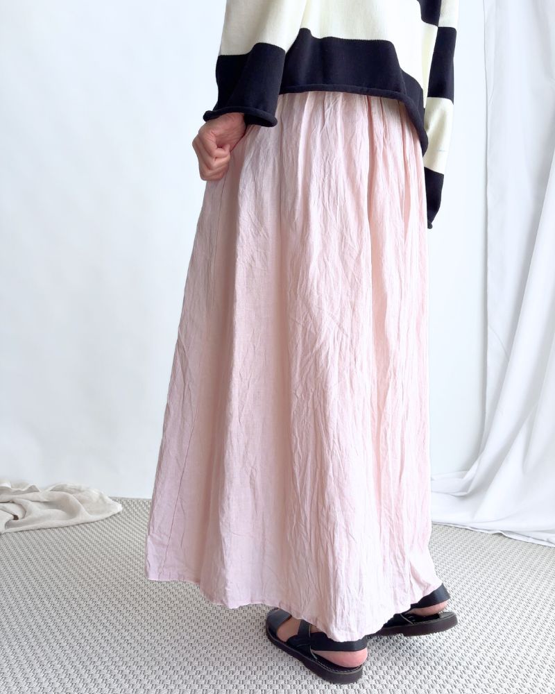 French Linen Skirt in Pink