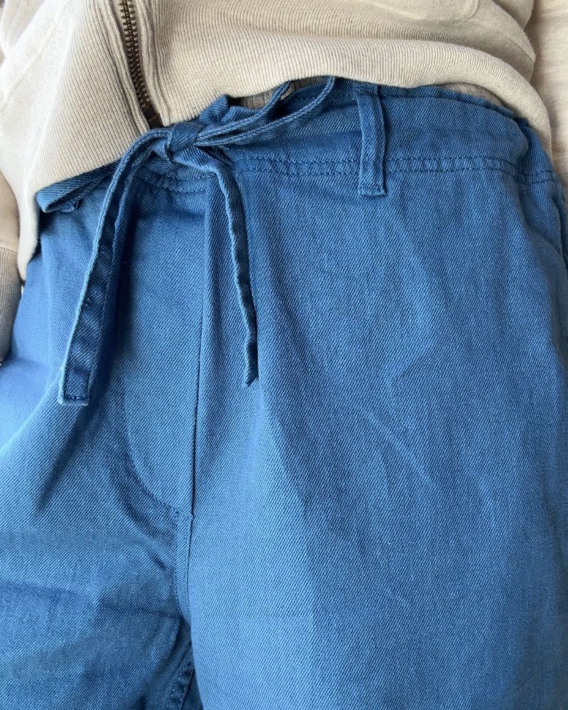 COTTON LINEN VINTAGE TWILL PANTS in Blue