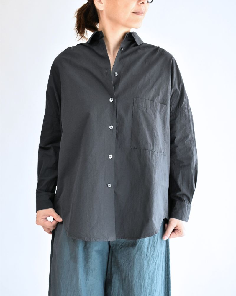 Tuck Cocoon Shirt in Gray