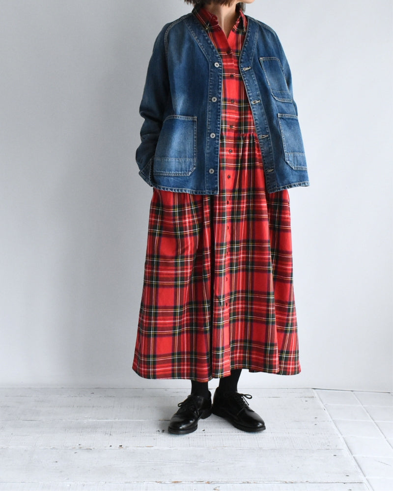 Indigo Tartan Foundation Shirt Dress in Red