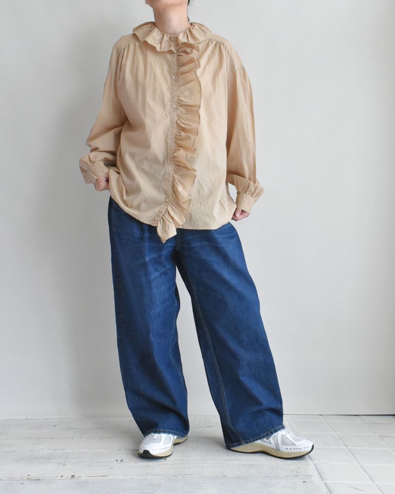 Ruffle Blouse in Beige