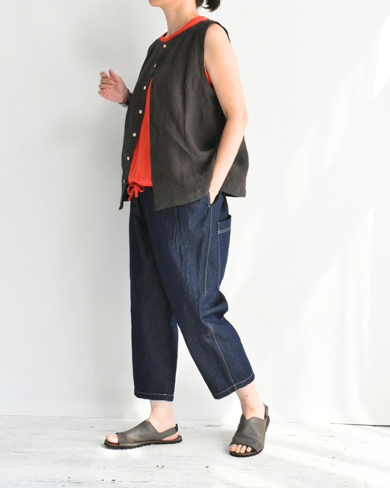 Big Pocket Pegtop Pants (Denim) in Indigo