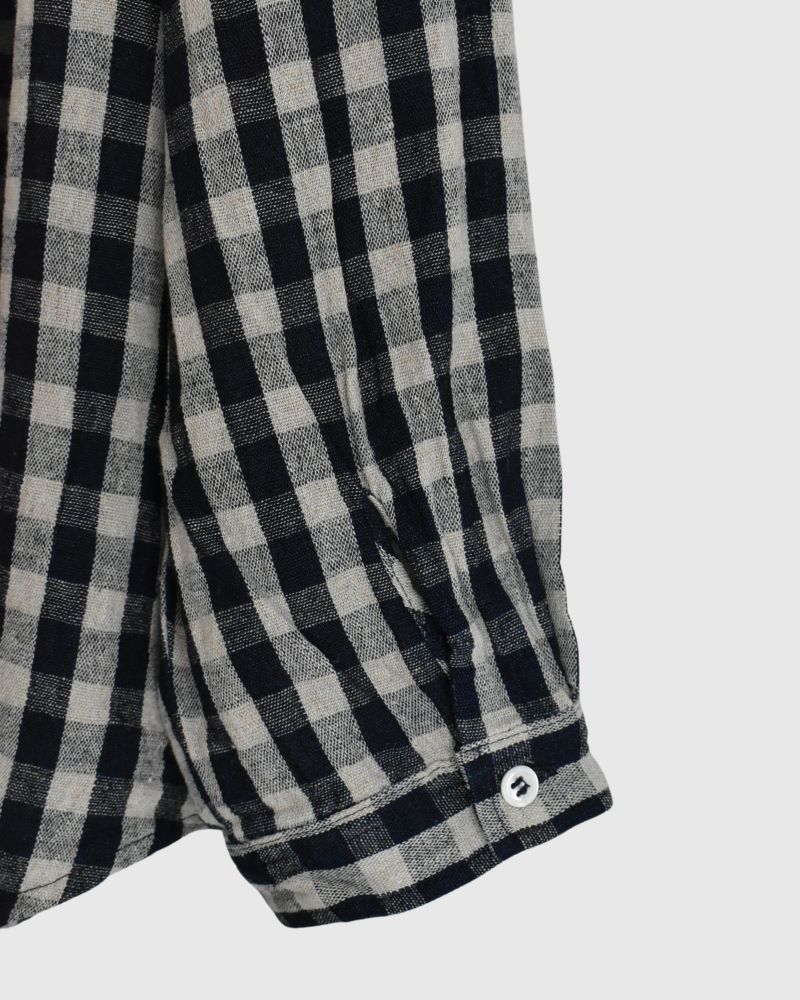 Linen Cotton Gingham Shirt in Indigo/Natural