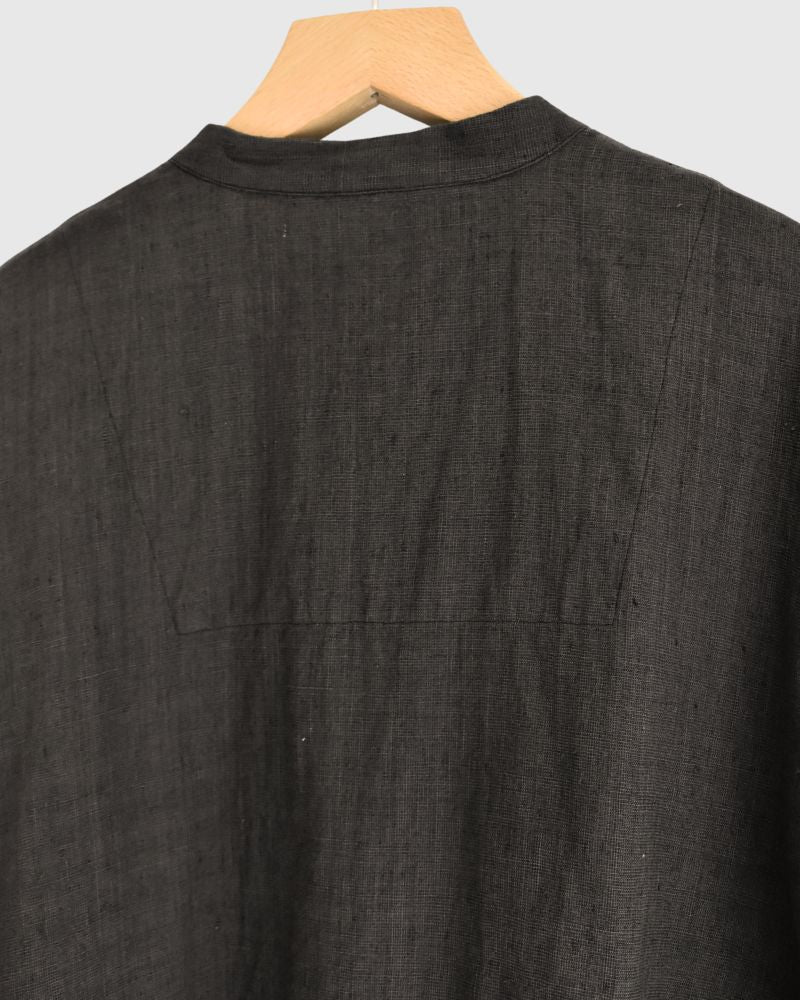 Hand Span Cotton Linen Kameez Tunic in DarkBrown