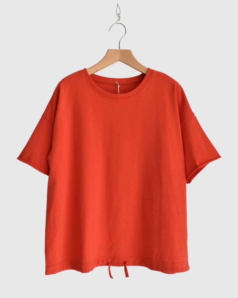 Half-Sleeve Drawstring T-shirt in Orange
