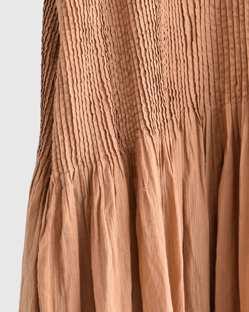 Crew-Neck F/SL Dress with Pintuck in DarkOrange