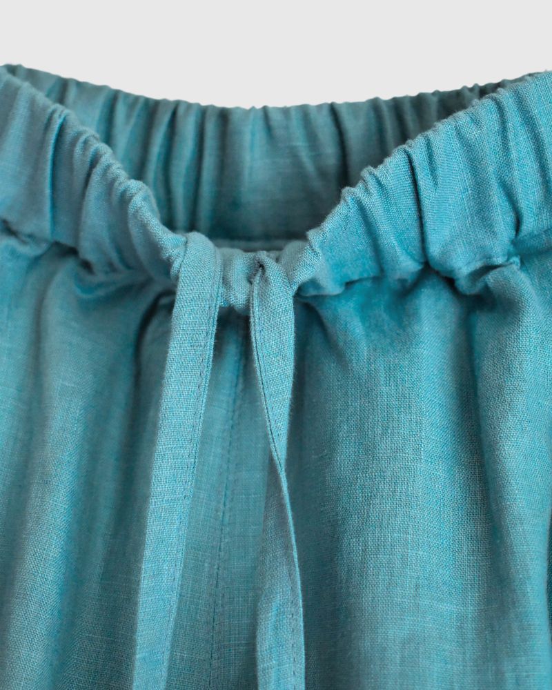 Colored Linen Pants in Turquoise