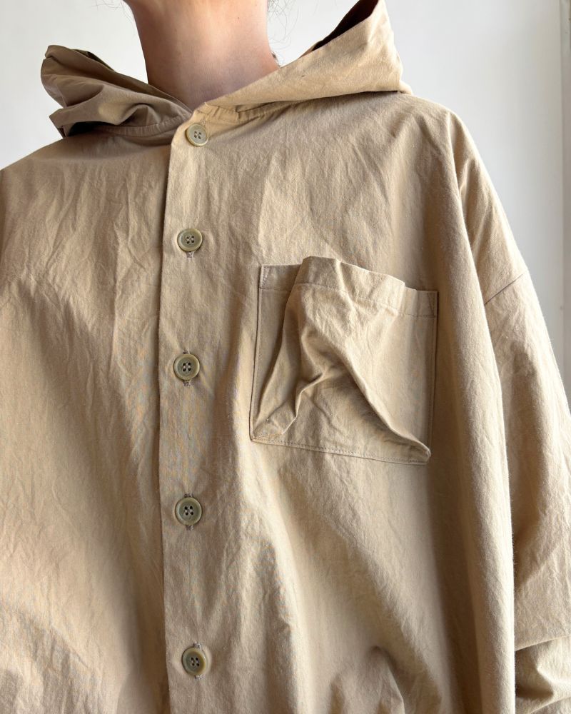 Hooded Coat Dress in Beige