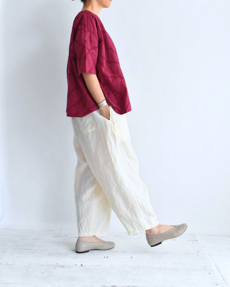 Panel Pullover Blouse (Embroidered) in Rose