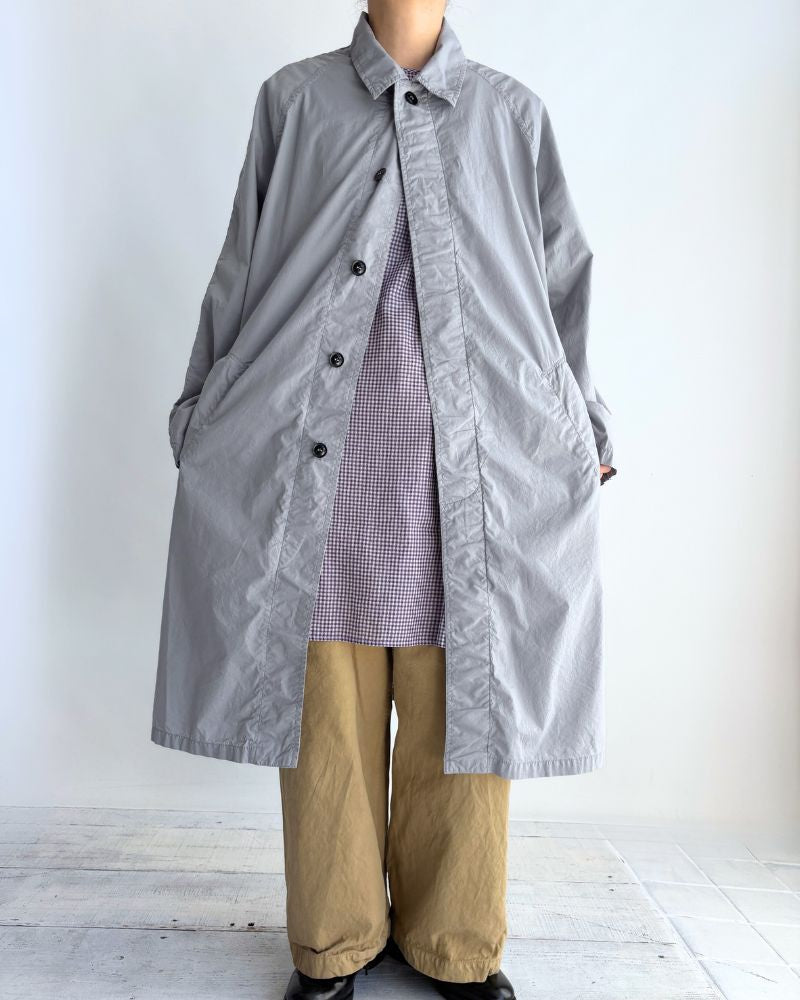 60s COTTON POPLIN OVERDYE BALMACAAN COAT in Blue