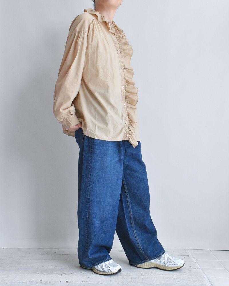 Ruffle Blouse in Beige