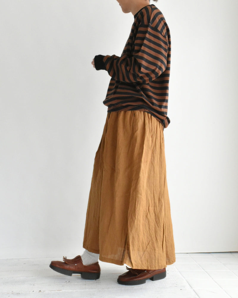 Tuck Cocoon T-Shirt in Brown/Black Border