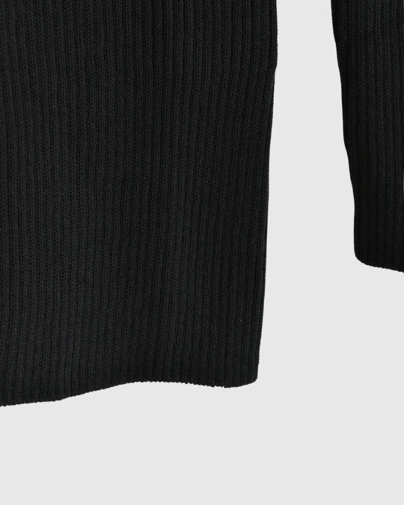 JAPAN WHOLEGARMENT Rib Knit Pullover in Black